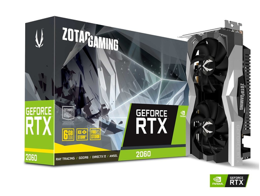 14Gbps 6GB Kartu Grafis Geforce ZOTAC GAMING GeForce RTX 2060 Kipas Kembar
