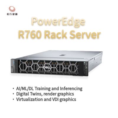 Model Rak Server Dell PowerEdge R760, sistem penyimpanan flash, server CPU Xeon