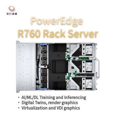 Model Rak Server Dell PowerEdge R760, sistem penyimpanan flash, server CPU Xeon