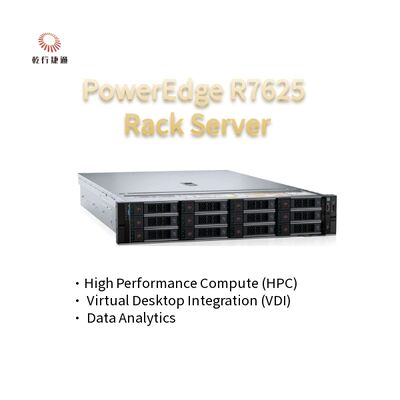 2U Two Socket PowerEdge R7625 Rack Server 4th Gen AMD EPYCTM Prosesor Hingga 8x PCIe Gen5 Slot 12 X 2.5 "SATA/SAS SSD
